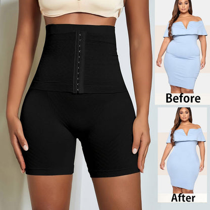 Black Tummy Control Shapewear Shorts with Hook Belt7