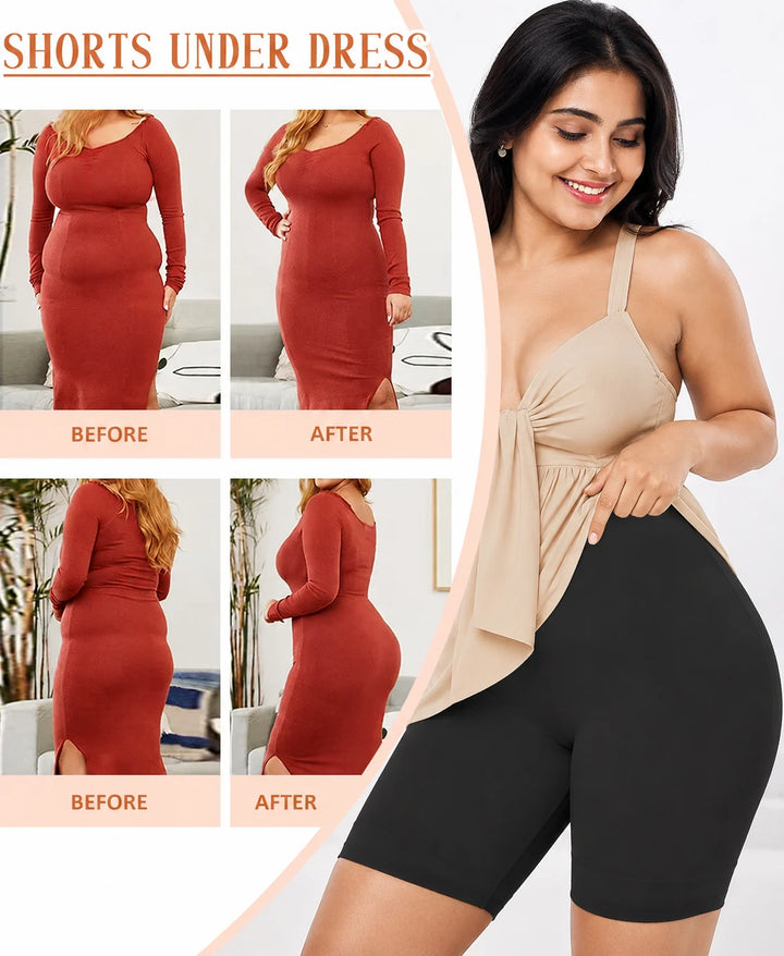 High Waist Body Shaper Shorts – Black & Skin Combo (Pack of 2)+2