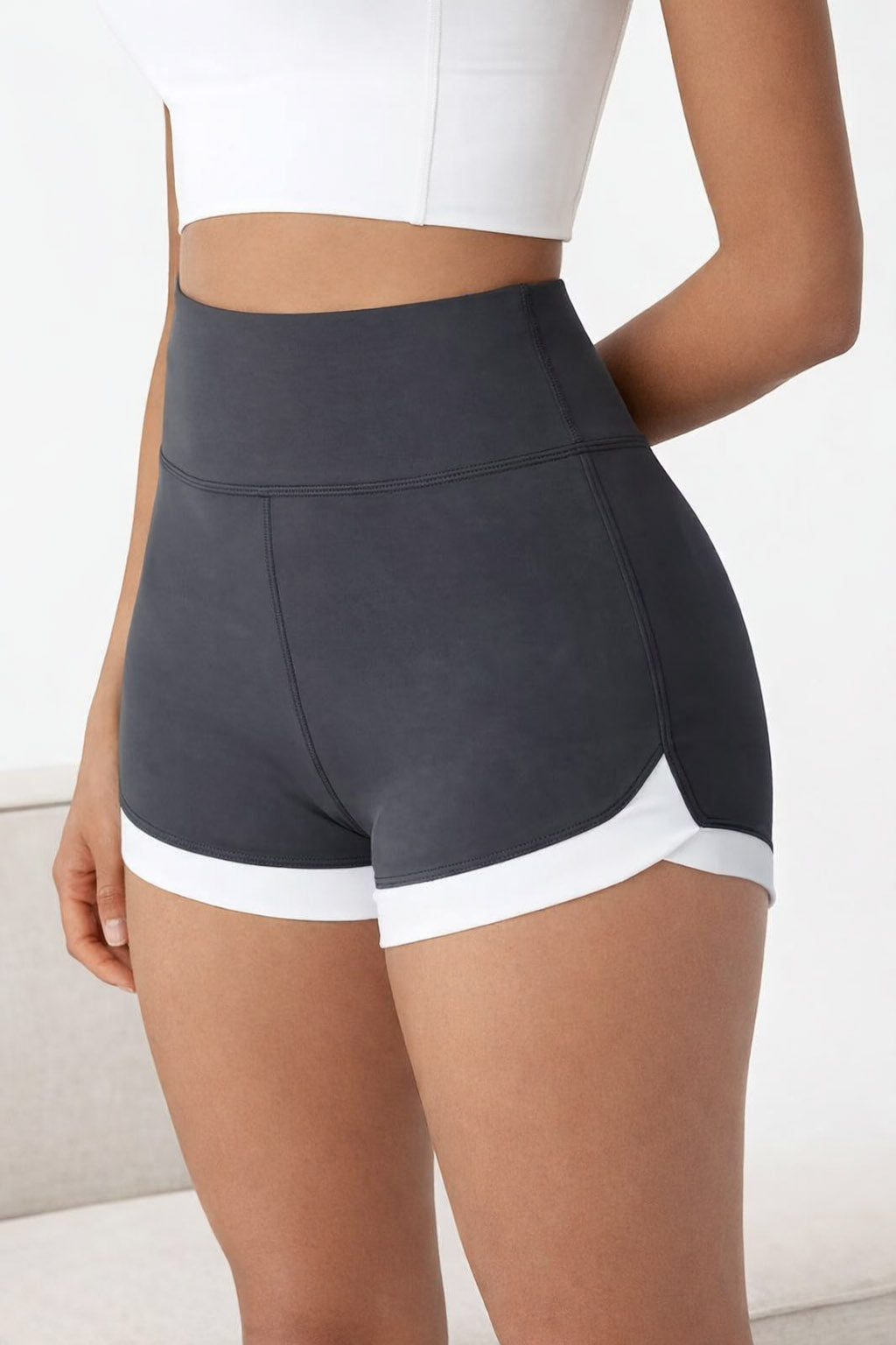 gray-high-waist-sports-shorts-for-women