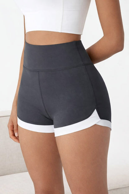 Gray High Waist Sports Shorts for Women1
