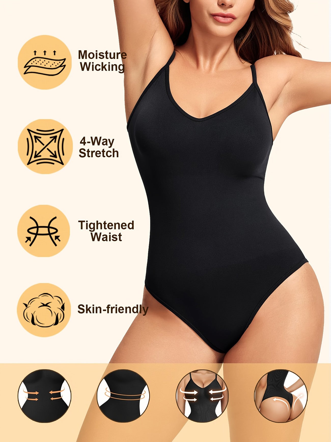 black-tummy-control-seamless-shapewear-bodysuit
